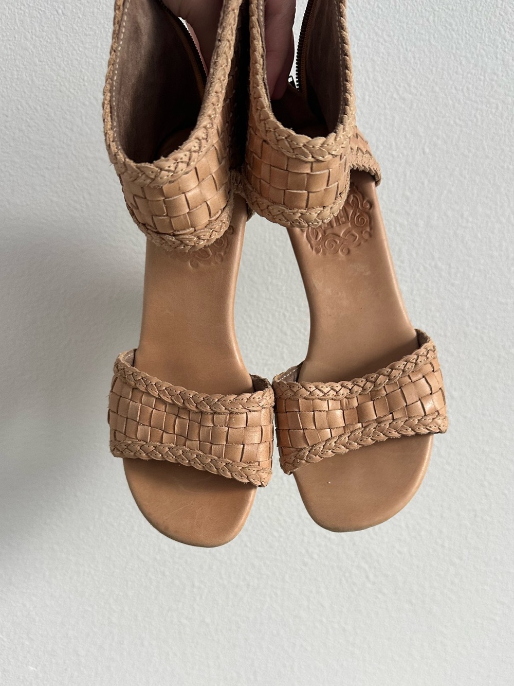 ELF Made by Hand Athena Woven Braided Wedge Sandal Beige Size 7 Boho - Picture 3 of 11